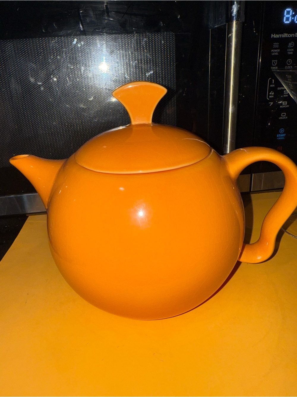 Orange Ceramic Teapot with Lid -  8” x 9” -Home Kitchen